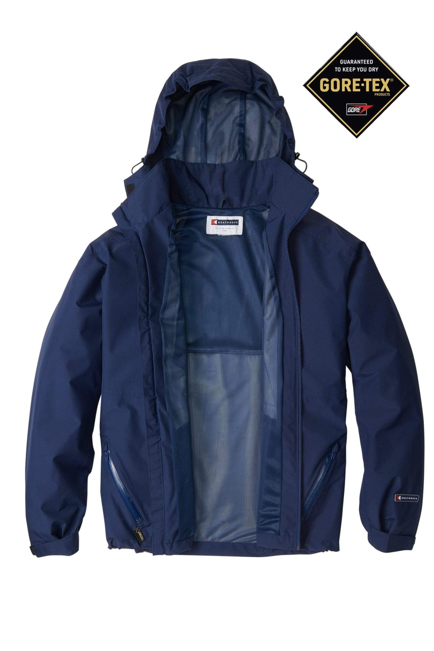 Navy GORE-TEX® Custom Waterproof Men's Barrier Jacket with hood