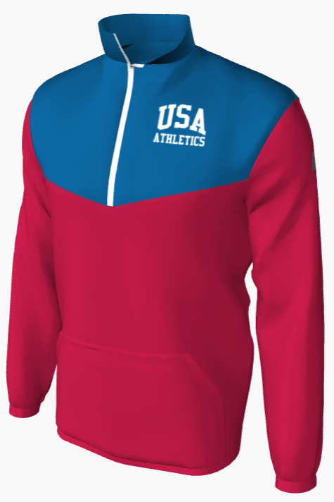 Men's Mission Custom Half-Zip Windbreaker Pullover with USA Athletics logo