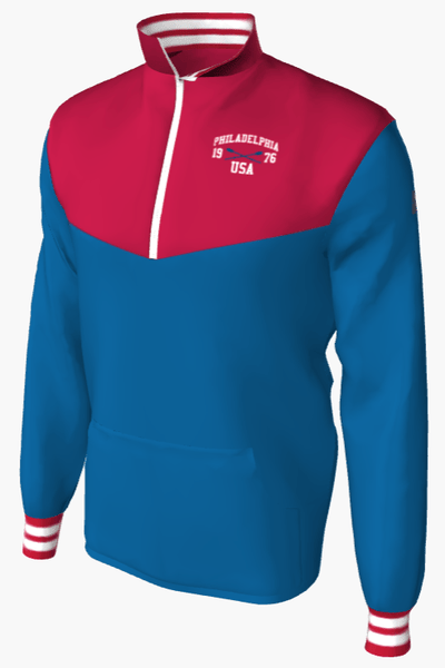 Red Knit Men's Mission Custom Half-Zip Windbreaker Pullover with Philadelphia rowing logo