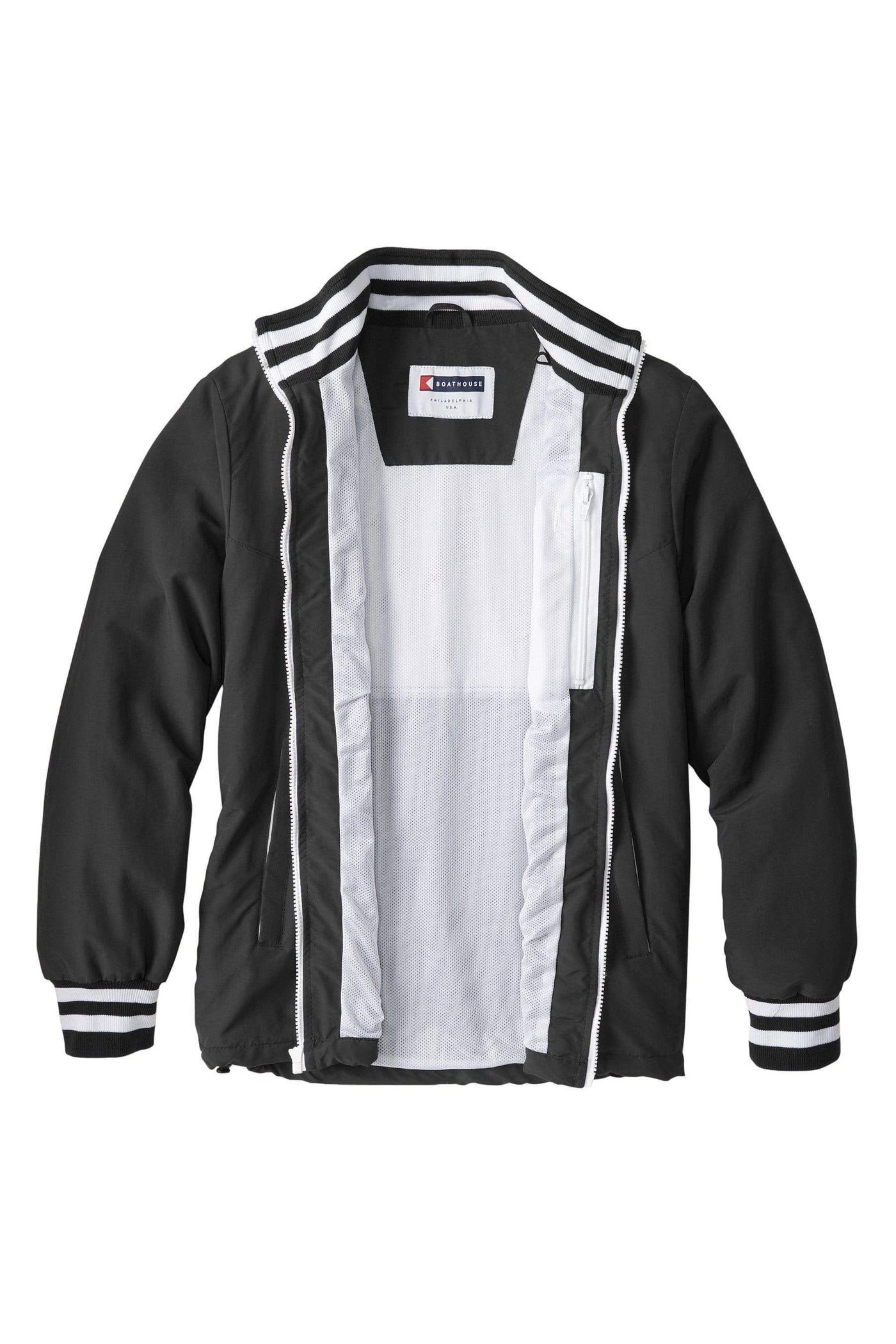 Unzipped Front of Black Men's Victory Windbreaker Jacket