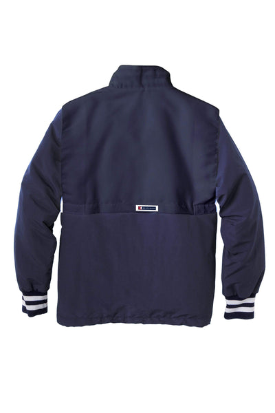 Back of Navy Women's Mission Half-Zip Windbreaker Pullover