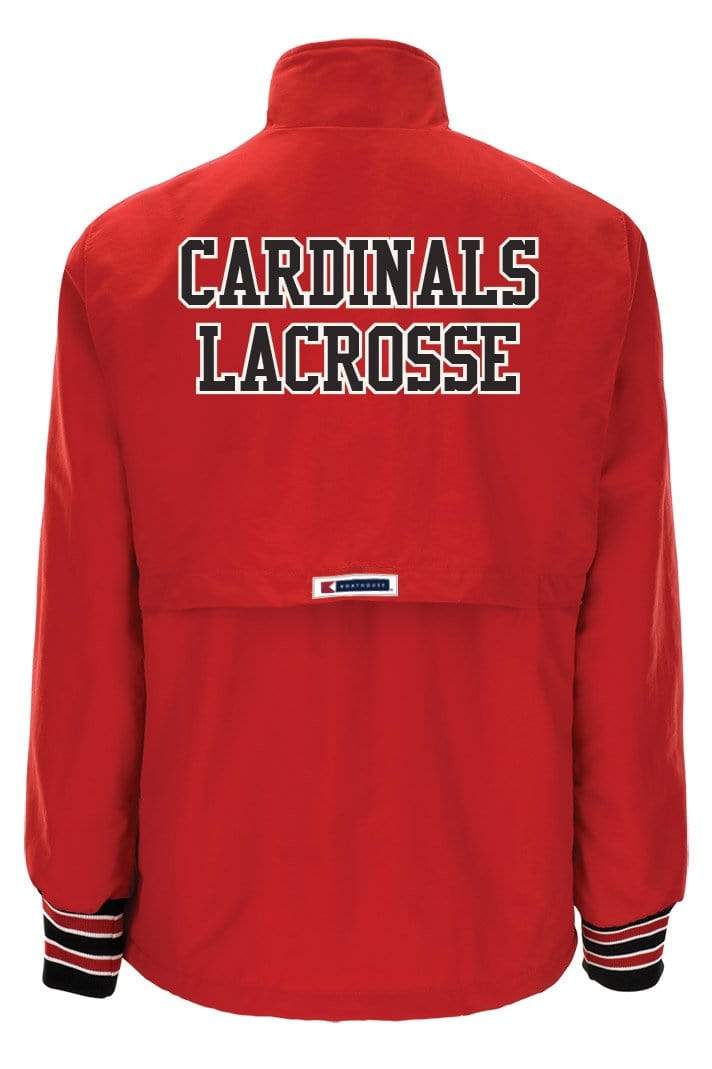 Back of Red Cardinals Lacrosse Women's Mission Custom Half-Zip Windbreaker Pullover