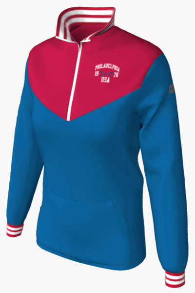 Red Knit Women's Mission Custom Half-Zip Windbreaker Pullover with Philadelphia rowing logo