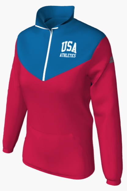 Women's Mission Custom Half-Zip Windbreaker Pullover with USA Athletics logo