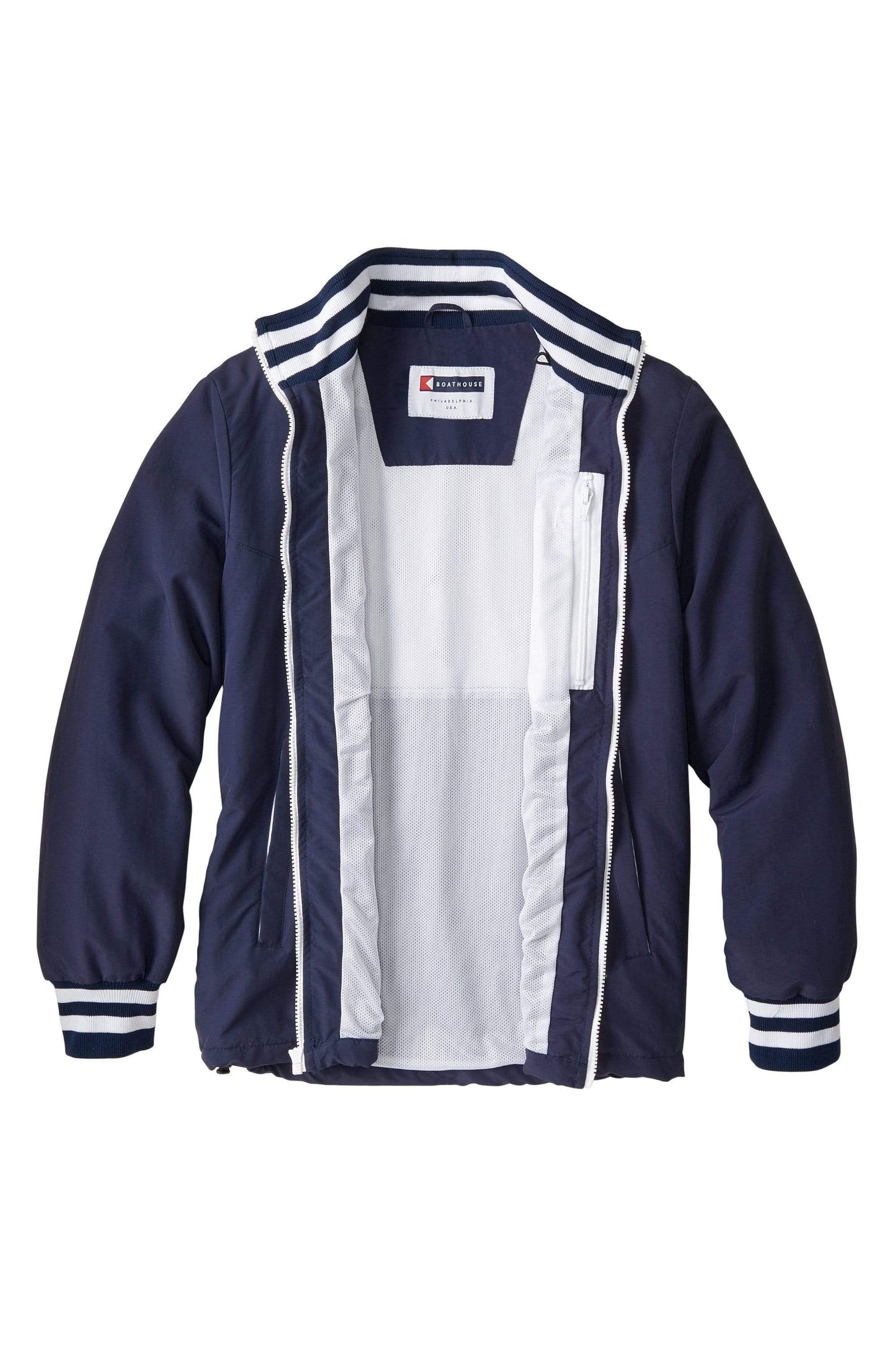 Unzipped Front of Navy Women's Victory Windbreaker Jacket